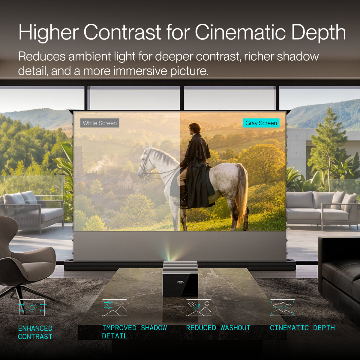 AWOL Valerion CineContrast Motorized Floor-Rising Matte Gray Screen