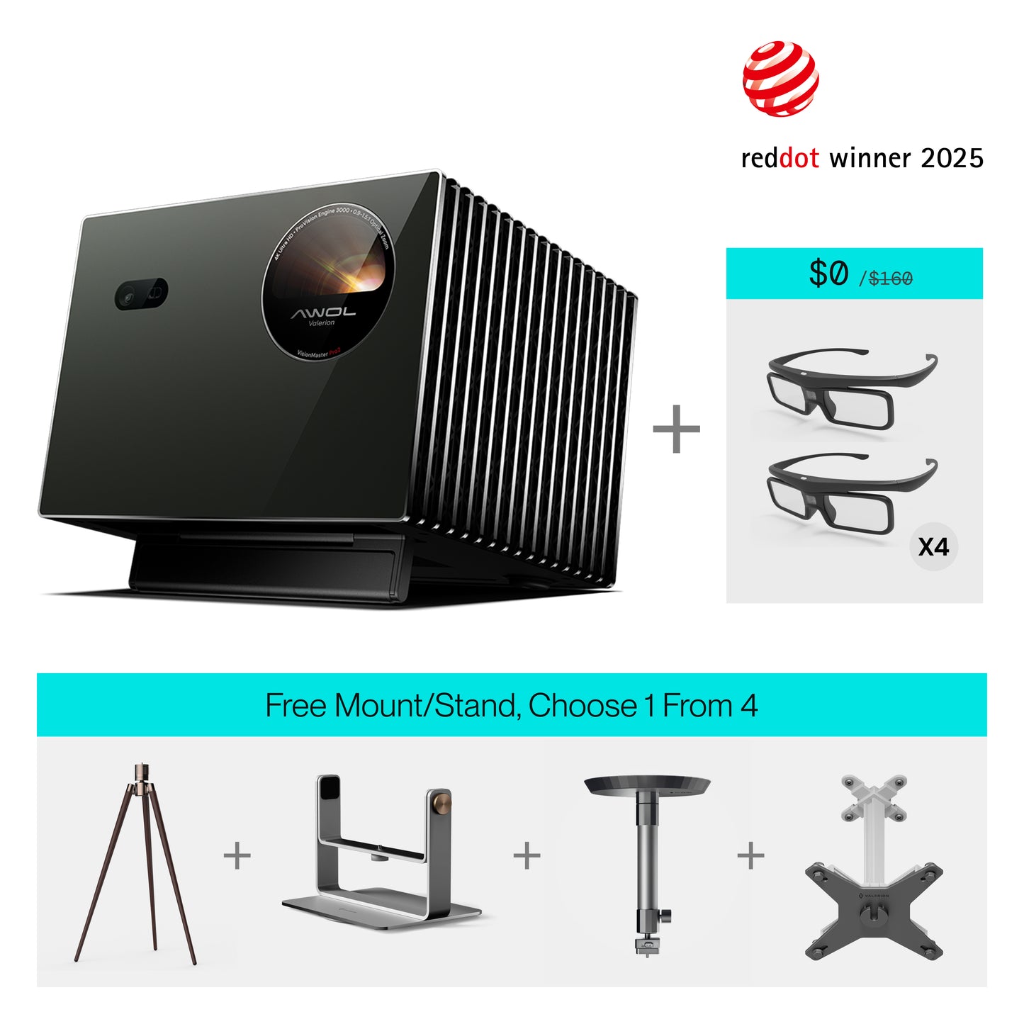 AWOL Valerion Pro 2 + FREE Mount +Free Glasses*4