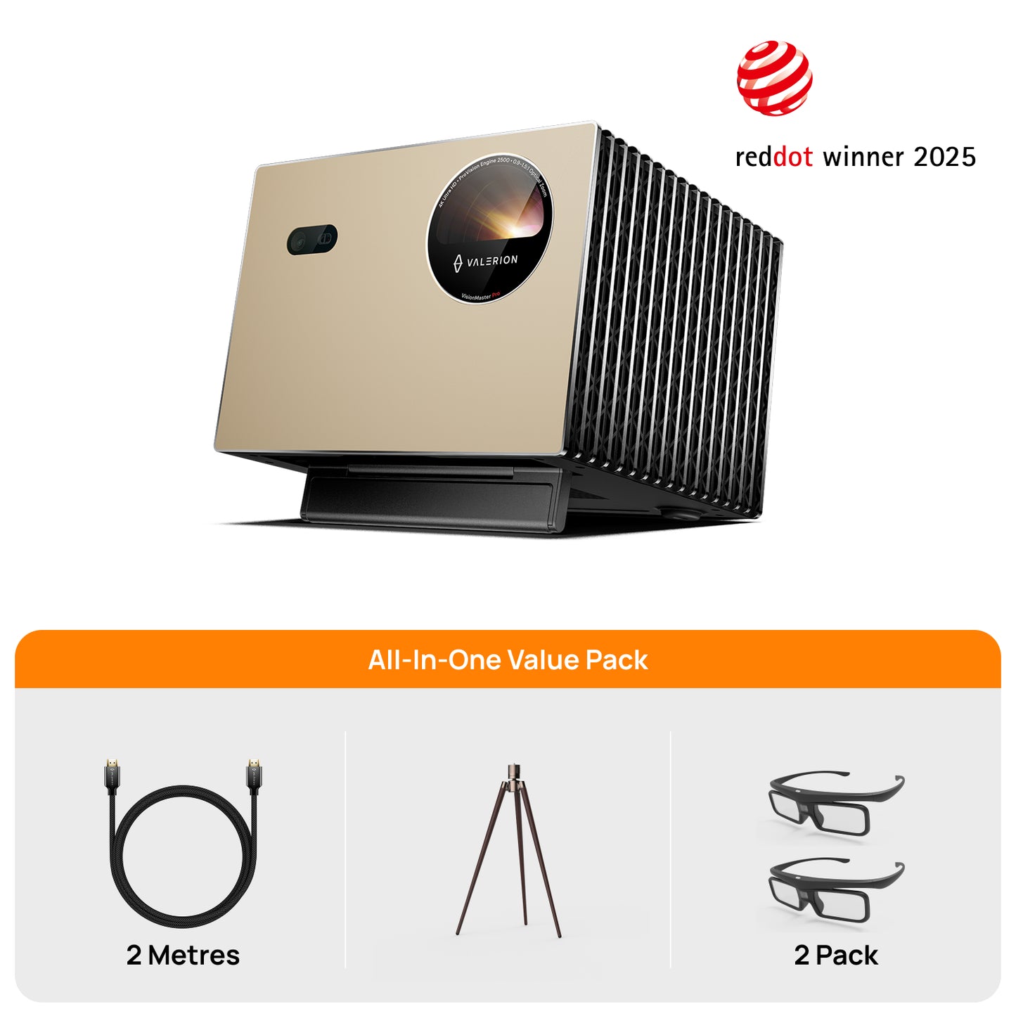 VisionMaster Pro + Stand + 3D Glasses (2 Pack) +HDMI（EU&UK）